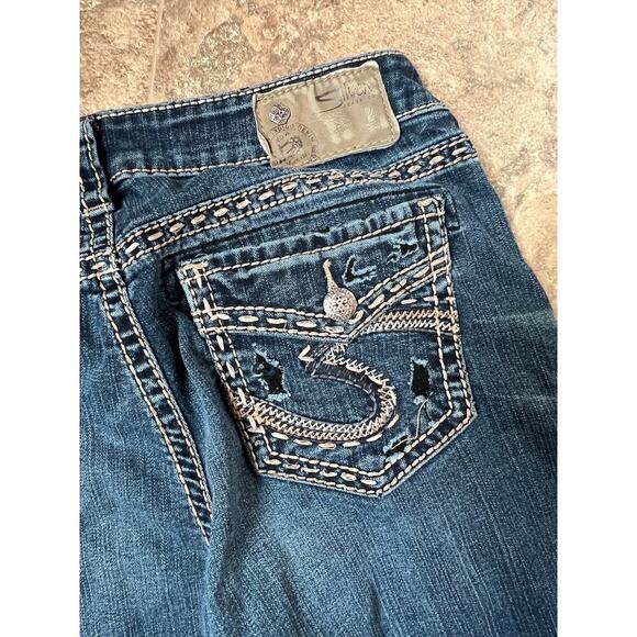 Silver Fluid Aiko Mid Boot stretch denim jeans, women's size 29/33 - Picture 9 of 11